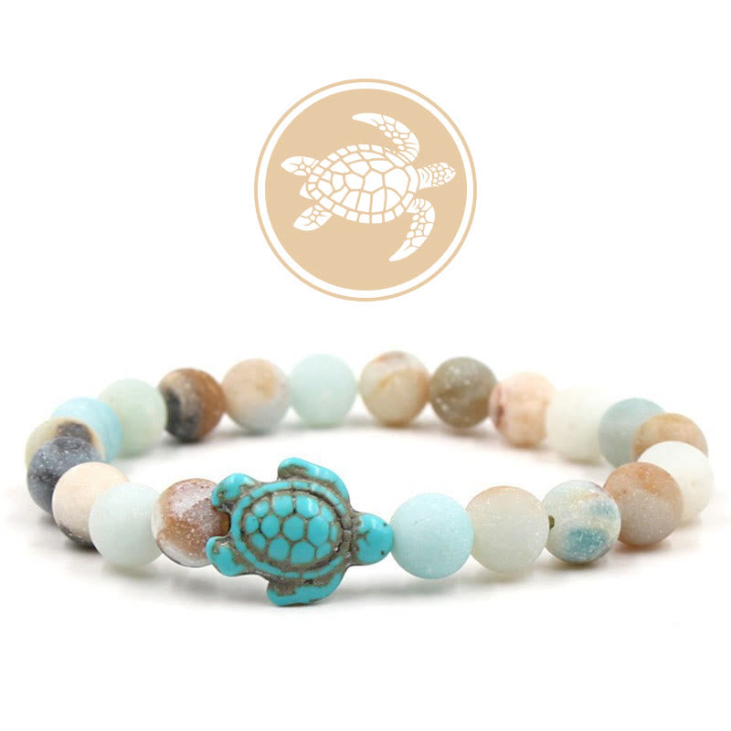 Olivenorma Turtle Blessing Amulet Gemstone Bracelet - Amazonite - image 2