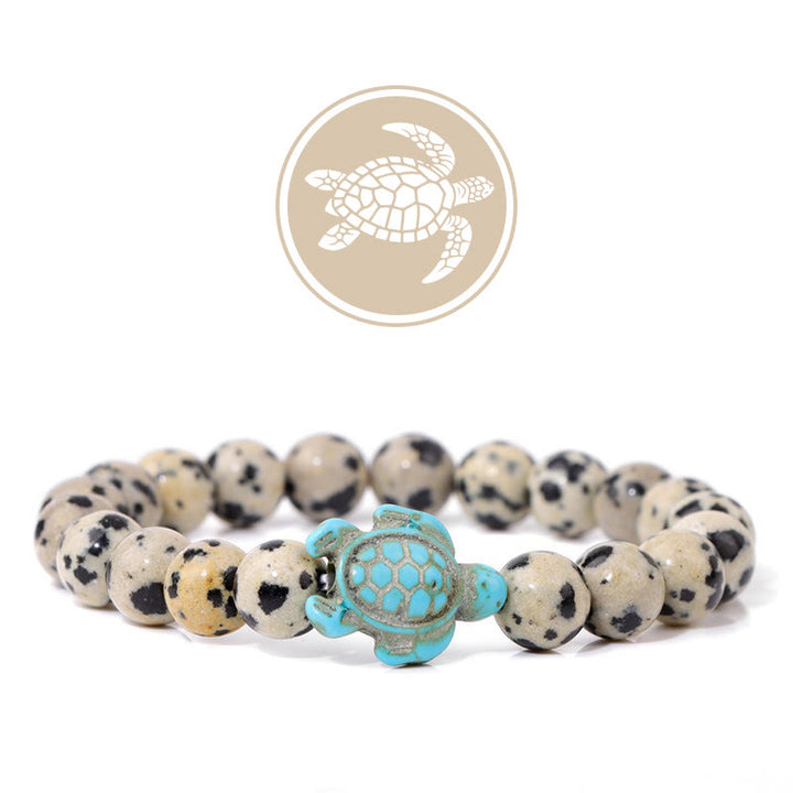 Olivenorma Turtle Blessing Amulet Gemstone Bracelet - Dalmatian Jasper - image 14