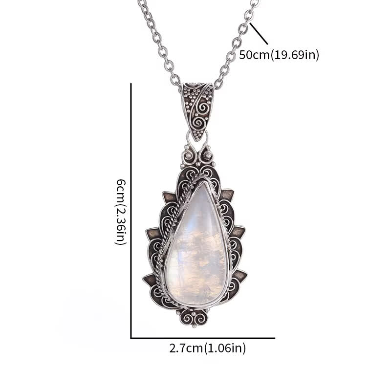 FREE Today: Exquisite Vintage Teardrop Moonstone Lotus Pendant Necklace - image 4