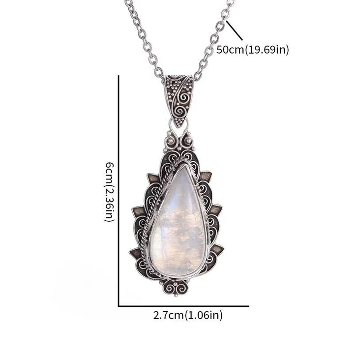 FREE Today: Exquisite Vintage Teardrop Moonstone Lotus Pendant Necklace - image 4