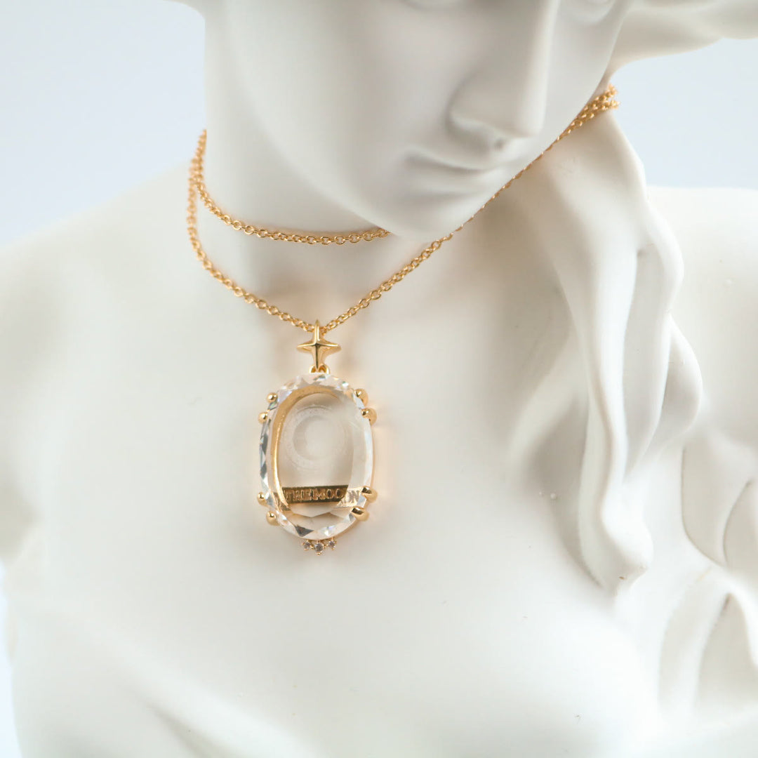 Olivenorma Vintage Clear Crystal Moon & Sun Tarot Necklace - image 5