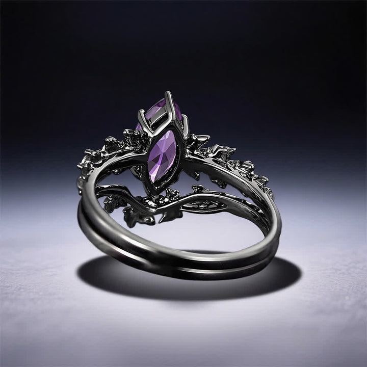 FREE Today: "Twilight Enchantment" Amethyst Zircon Black Leaf Engagement Ring - image 8