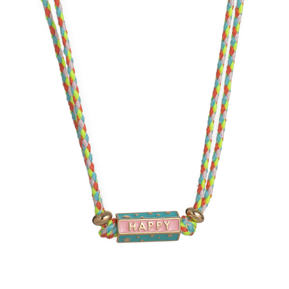 Olivenorma Tribal Tarot Featuring Letter Charm Braided Rope Necklace Bracelet - HAPPY - Necklace+Bracelet Set - image 1