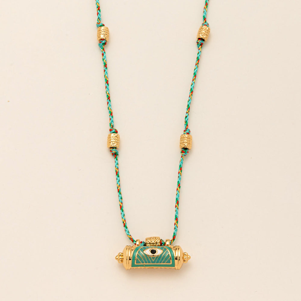 Olivenorma Tribal Charm Evil Eye Kaleidoscope Braided Rope Necklace - Blue Eye - image 1