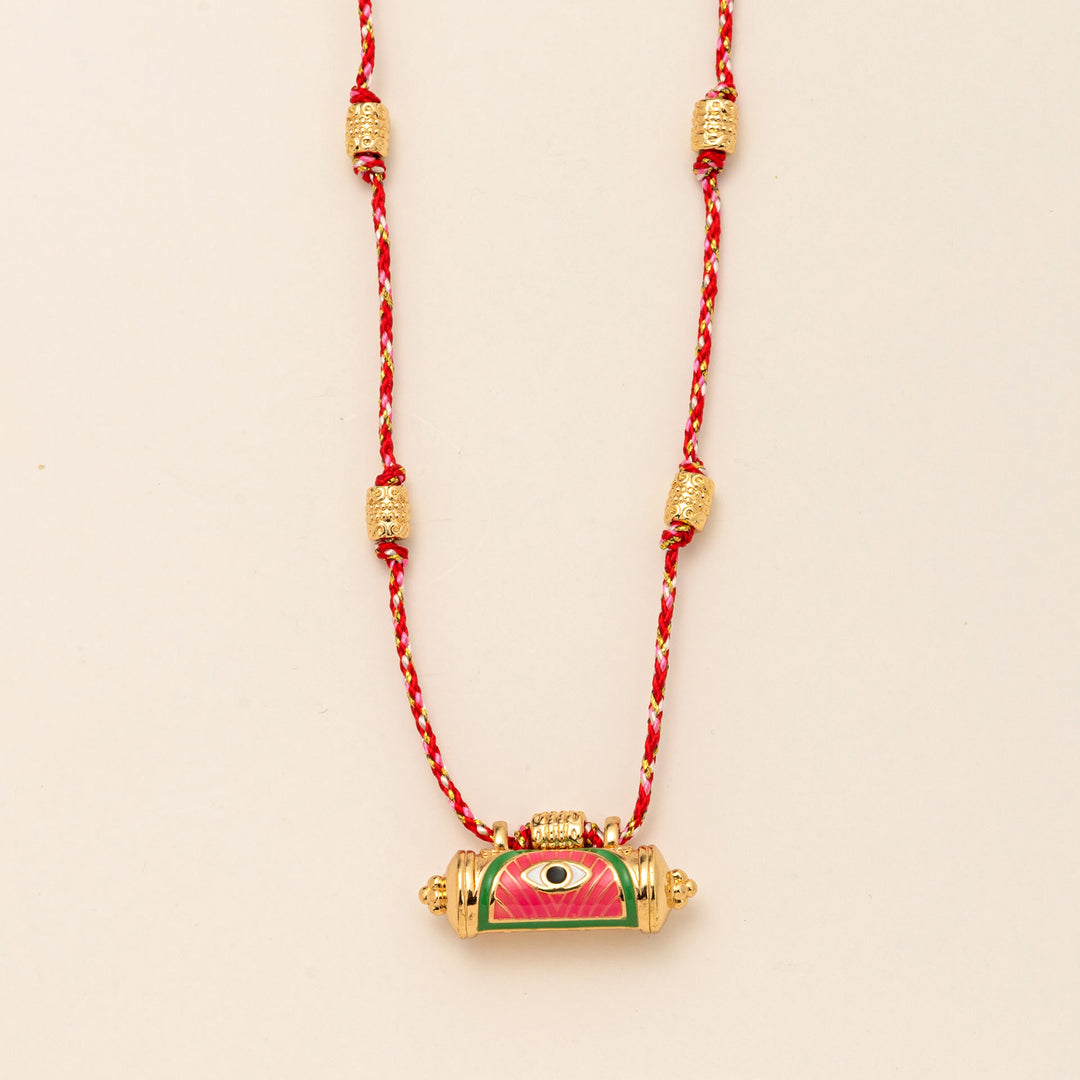 Olivenorma Tribal Charm Evil Eye Kaleidoscope Braided Rope Necklace - Red Eye - image 2