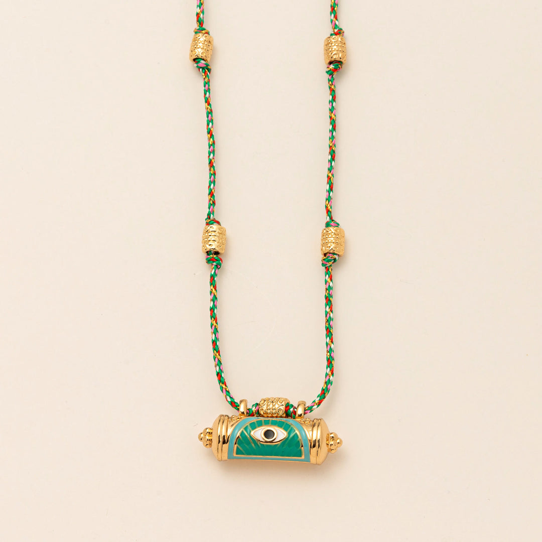 Olivenorma Tribal Charm Evil Eye Kaleidoscope Braided Rope Necklace - Green Eye - image 3
