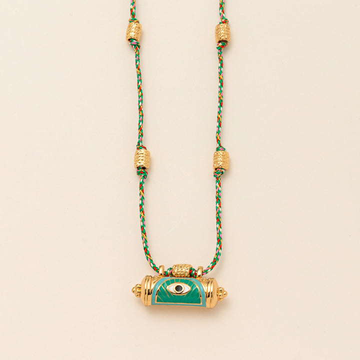 Olivenorma Tribal Charm Evil Eye Kaleidoscope Braided Rope Necklace - Green Eye - image 3