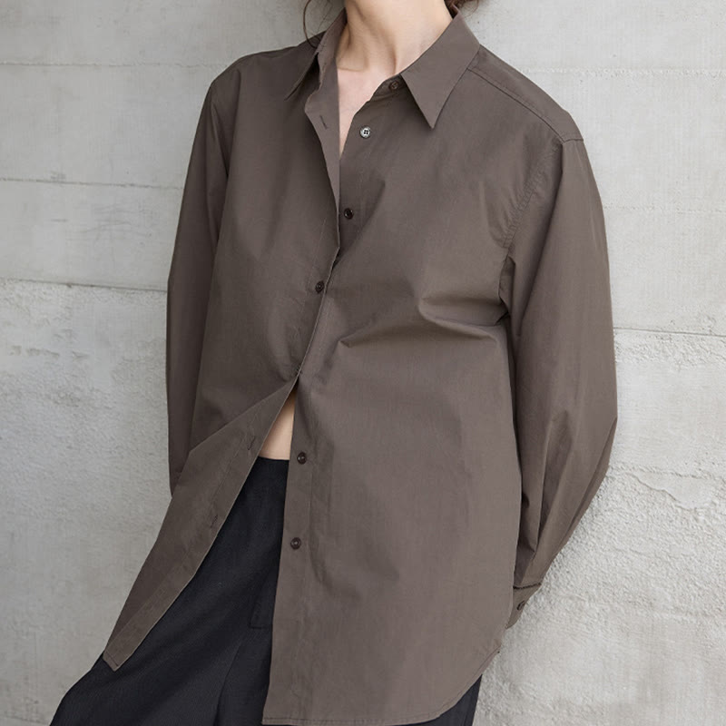 Olivenorma Button Down Long Sleeve Cotton Oversized Collared Top Women Shirt - image 2