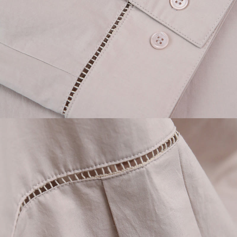 Olivenorma Button Down Long Sleeve Cotton Oversized Collared Top Women Shirt - image 15