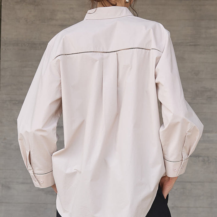 Olivenorma Button Down Long Sleeve Cotton Oversized Collared Top Women Shirt - image 12