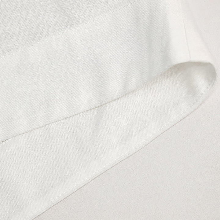 Olivenorma Solid White V-Neck Roll Up Sleeve Linen Blouse Women Shirt - image 8