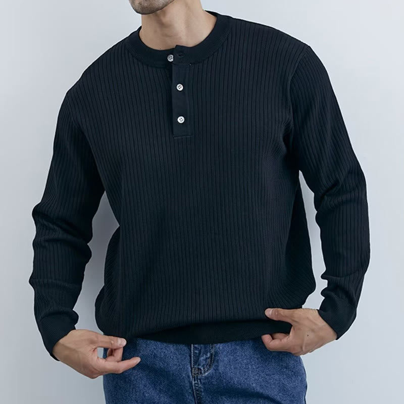 Olivenorma Mens Long Sleeve Business Tops Ribbed Knit Sweatshirt - image 5