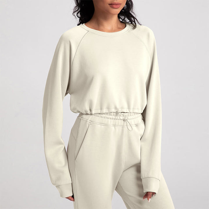 Olivenorma Soft Long Sleeve Crewneck Yoga Tops Workout Casual Pullover Sweatshirt - White - XL - image 6