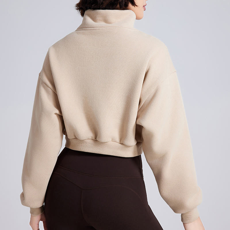 Olivenorma Hip Zip Yoga Tops Oversized Cropped Fleece Pullover Sweatshirt - image 4