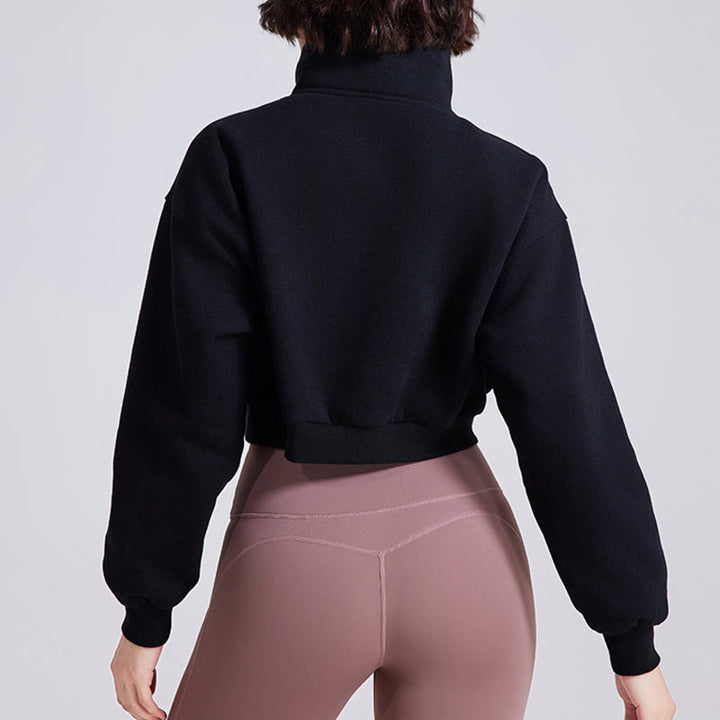 Olivenorma Hip Zip Yoga Tops Oversized Cropped Fleece Pullover Sweatshirt - image 11