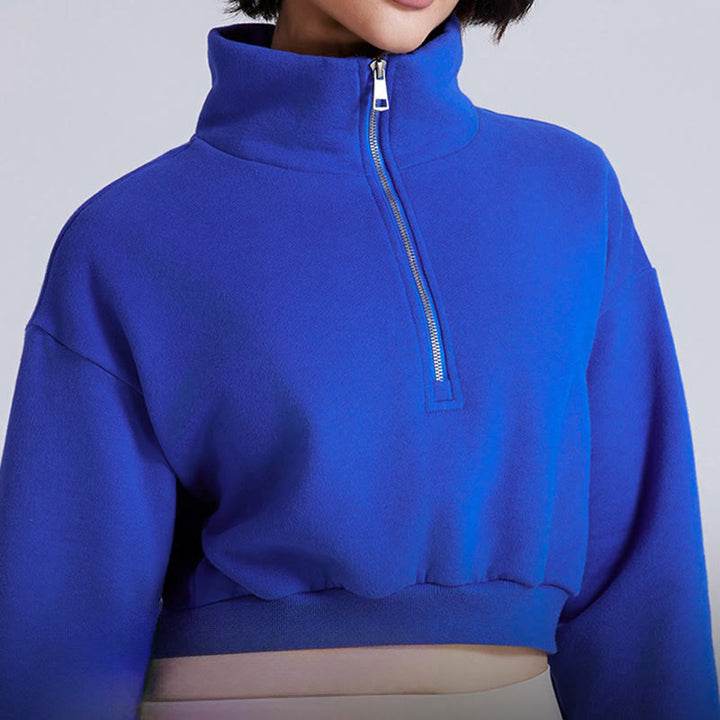 Olivenorma Hip Zip Yoga Tops Oversized Cropped Fleece Pullover Sweatshirt - image 9