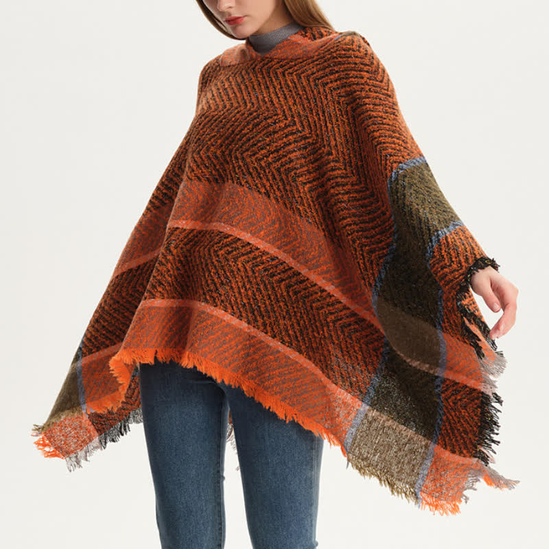 Olivenorma Cozy Herringbone Pullover Poncho Shawl - image 8
