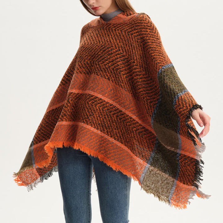 Olivenorma Cozy Herringbone Pullover Poncho Shawl - image 8