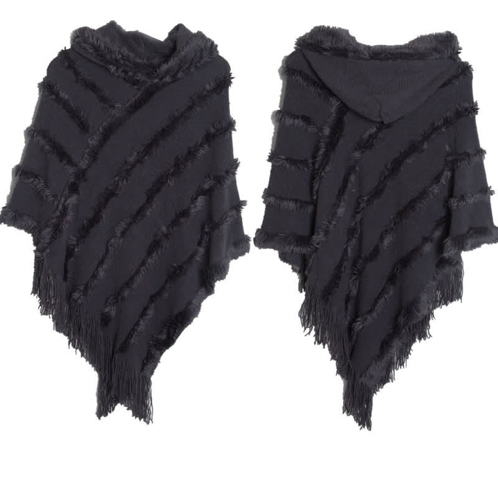 Olivenorma Solid Color Fringe Wrap Hat Cardigan Shawl - Gray - image 17