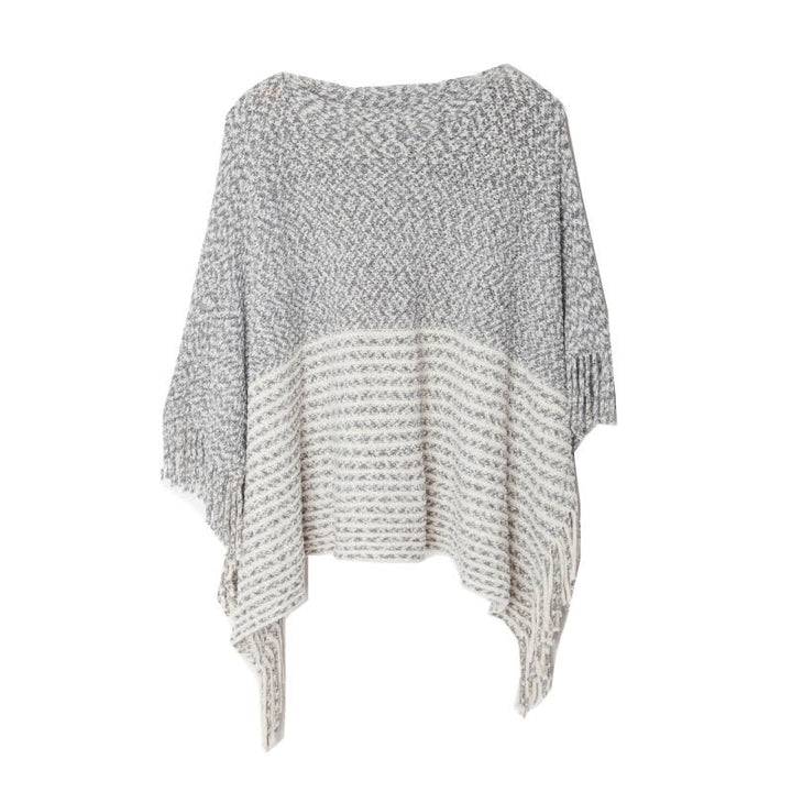 Olivenorma Striped Knit Pullover Shawl - Black - image 17