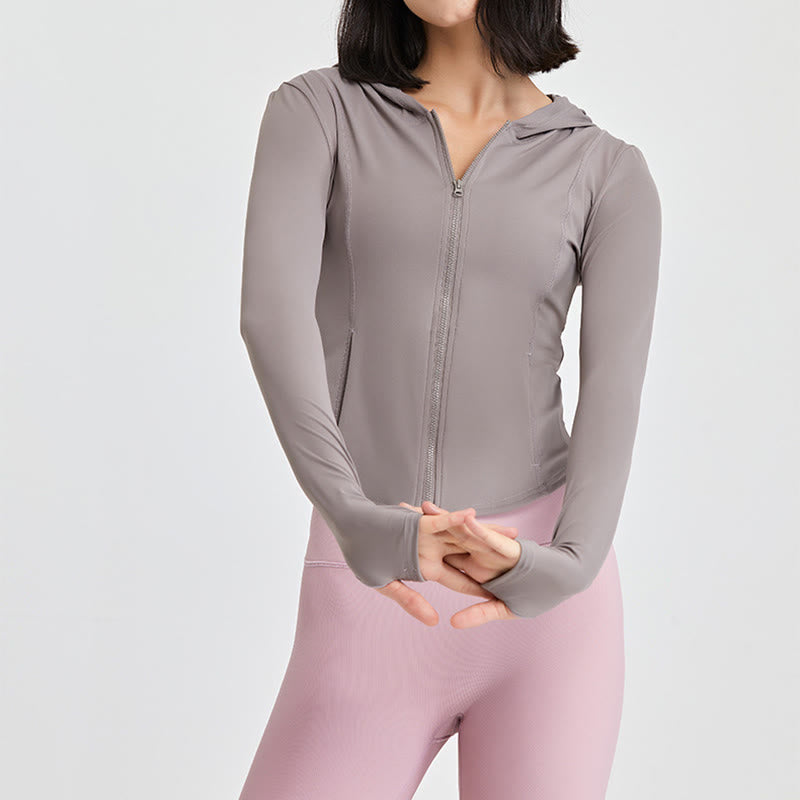 Olivenorma Long Sleeve Workout Tops Zip Up Yoga Tops Hoodies Jacket - image 18