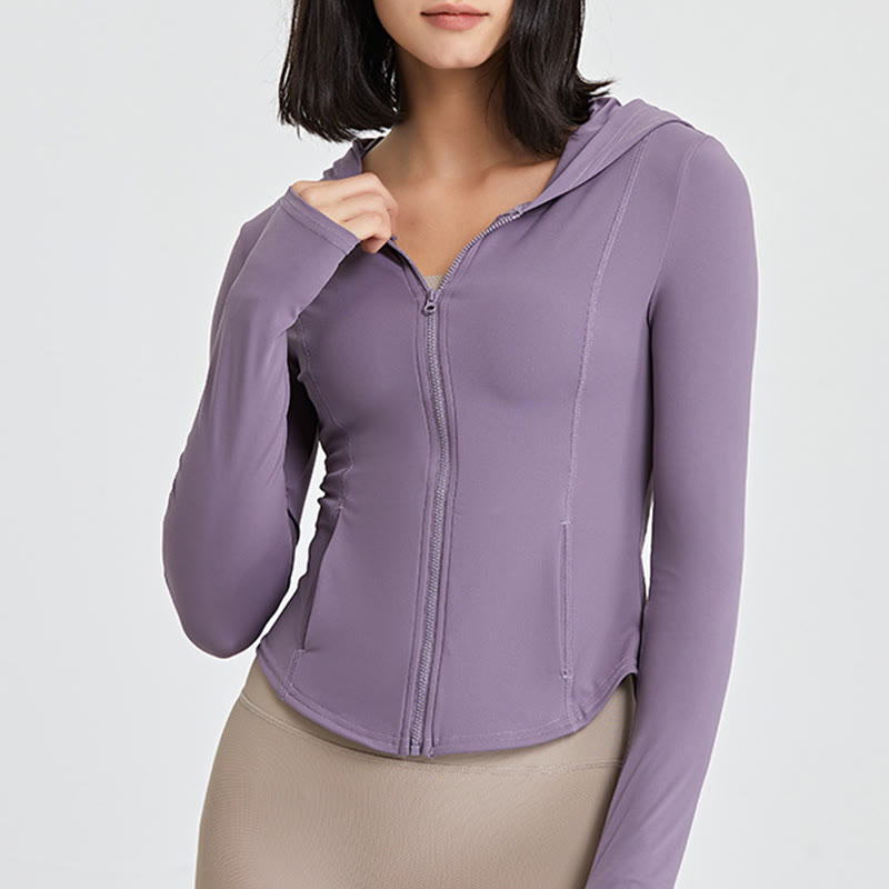 Olivenorma Long Sleeve Workout Tops Zip Up Yoga Tops Hoodies Jacket - image 9