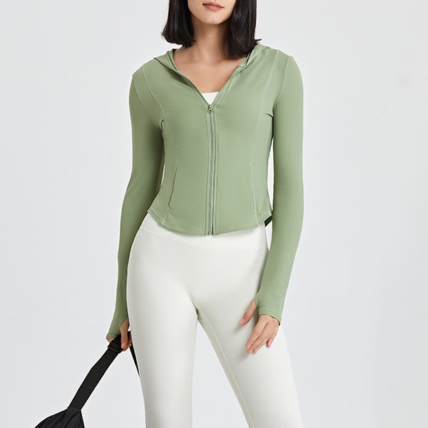 Olivenorma Long Sleeve Workout Tops Zip Up Yoga Tops Hoodies Jacket - image 1