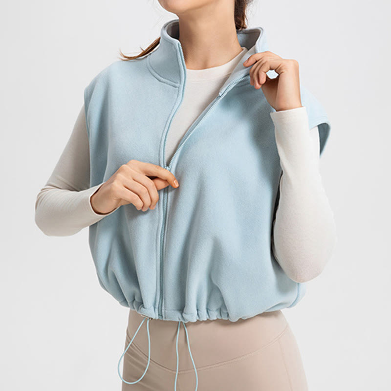 Olivenorma Full Zip Sleeveless Workout Yoga Active Jacket Vest Athletic Hoodies - LightBlue - L - image 0