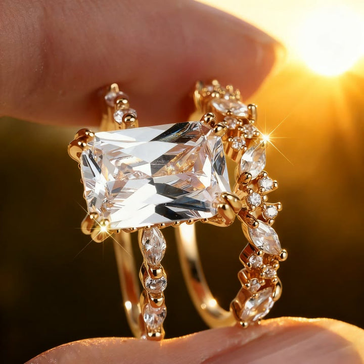 Olivenorma Sun-Kissed Embrace Moissanite Duo Ring - image 2