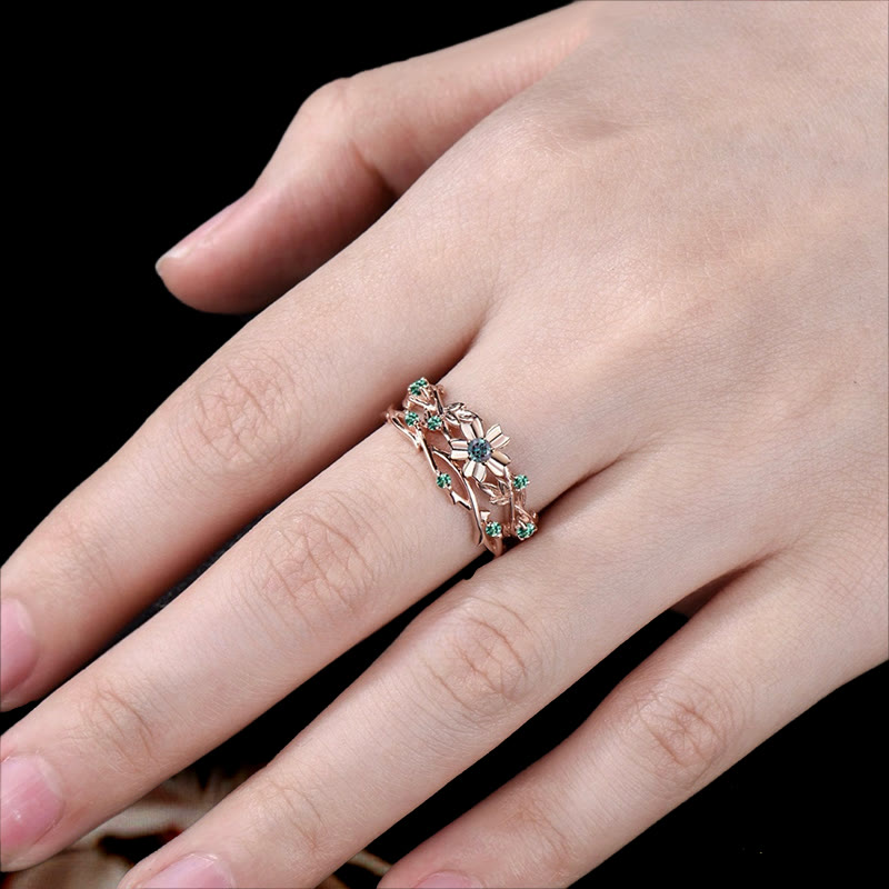 Olivenorma Sylvan Whisper Floral Duo Ring - image 1