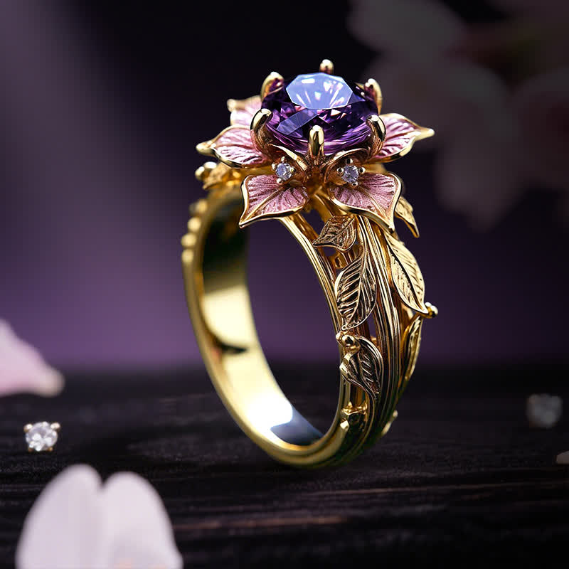 Olivenorma "Amaranth Bloom" Violet Crystal Ring - image 4
