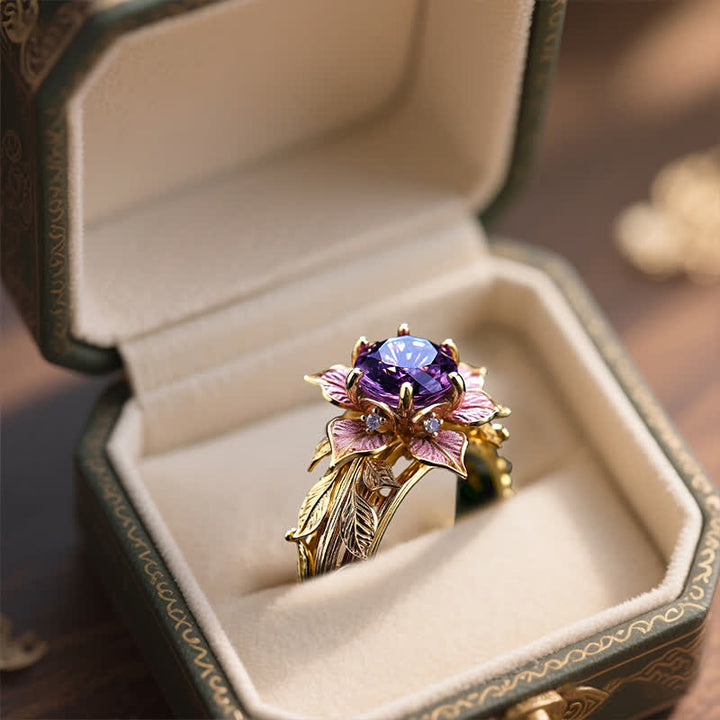 Olivenorma "Amaranth Bloom" Violet Crystal Ring - image 6