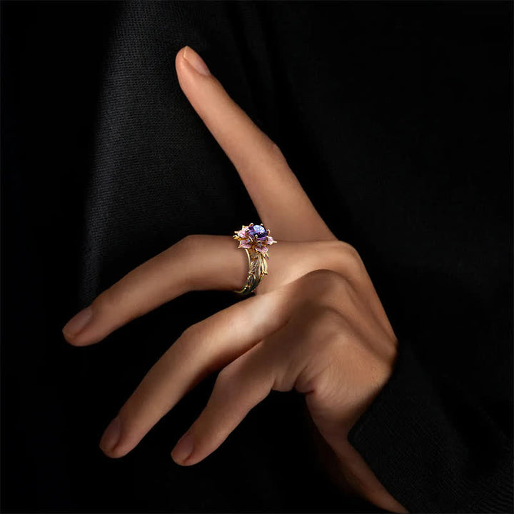 Olivenorma "Amaranth Bloom" Violet Crystal Ring - image 1