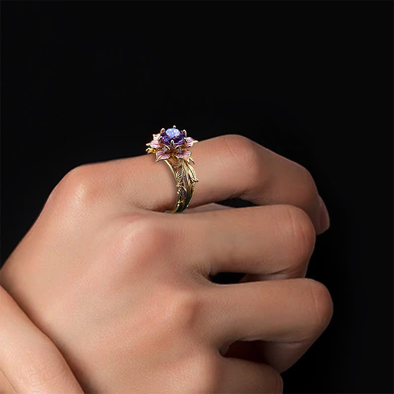 Olivenorma "Amaranth Bloom" Violet Crystal Ring - image 2