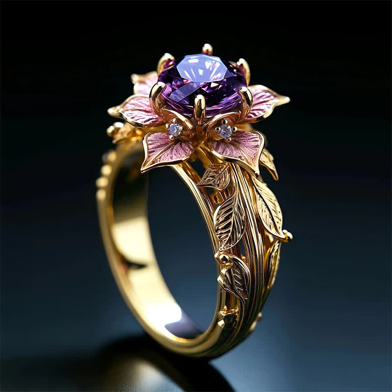 Olivenorma "Amaranth Bloom" Violet Crystal Ring - image 7