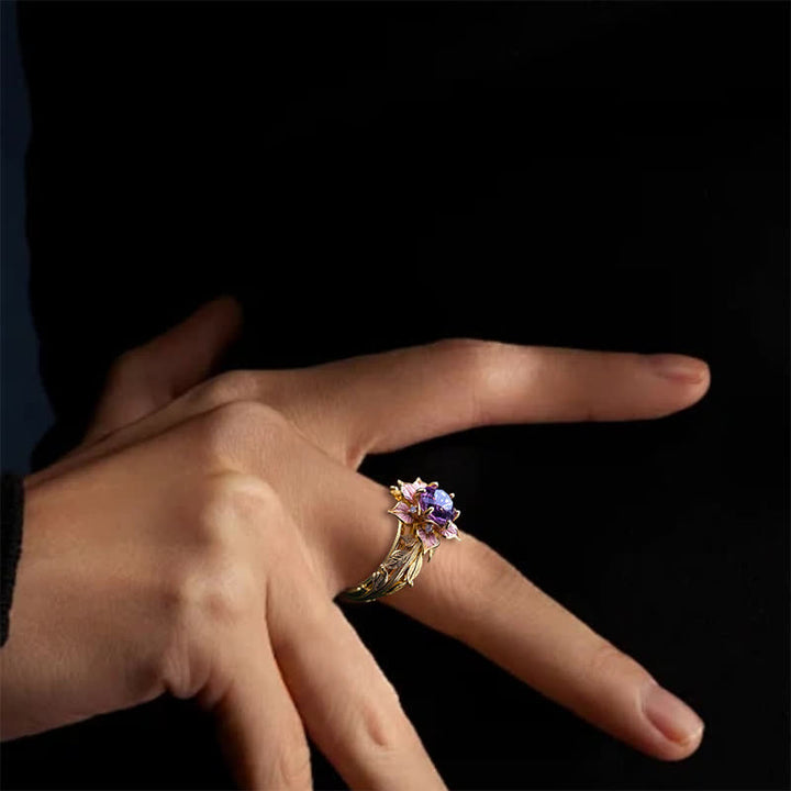 Olivenorma "Amaranth Bloom" Violet Crystal Ring - image 3
