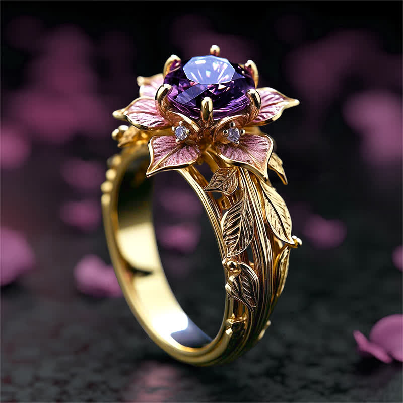 Olivenorma "Amaranth Bloom" Violet Crystal Ring - US 10 - image 0