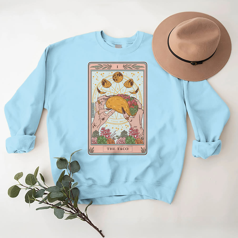 Olivenorma THE TACO Moon Phase Funny Tarot Card Fleece Loose Sweatshirt - image 1