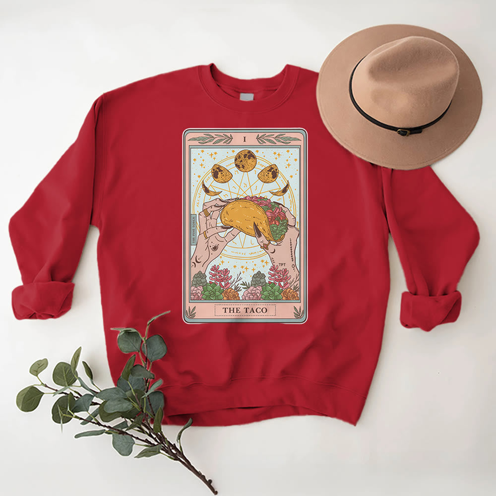 Olivenorma THE TACO Moon Phase Funny Tarot Card Fleece Loose Sweatshirt - image 14