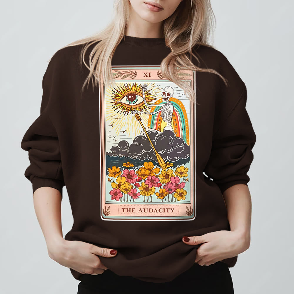 Olivenorma THE AUDACITY Skull Tarot Card Unisex Crewneck Pullover Sweatshirt - Brown - 2XL - image 7