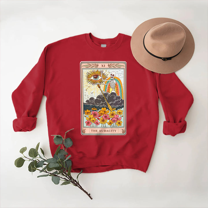 Olivenorma THE AUDACITY Skull Tarot Card Unisex Crewneck Pullover Sweatshirt - image 12