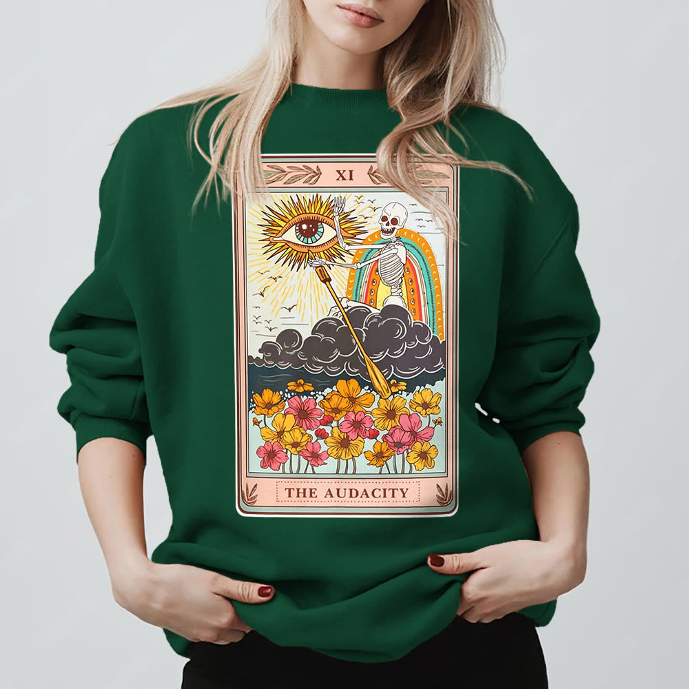Olivenorma THE AUDACITY Skull Tarot Card Unisex Crewneck Pullover Sweatshirt - Green - 2XL - image 13