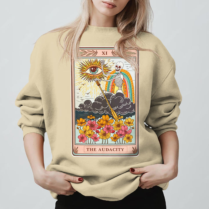 Olivenorma THE AUDACITY Skull Tarot Card Unisex Crewneck Pullover Sweatshirt - LightYellow - 2XL - image 9