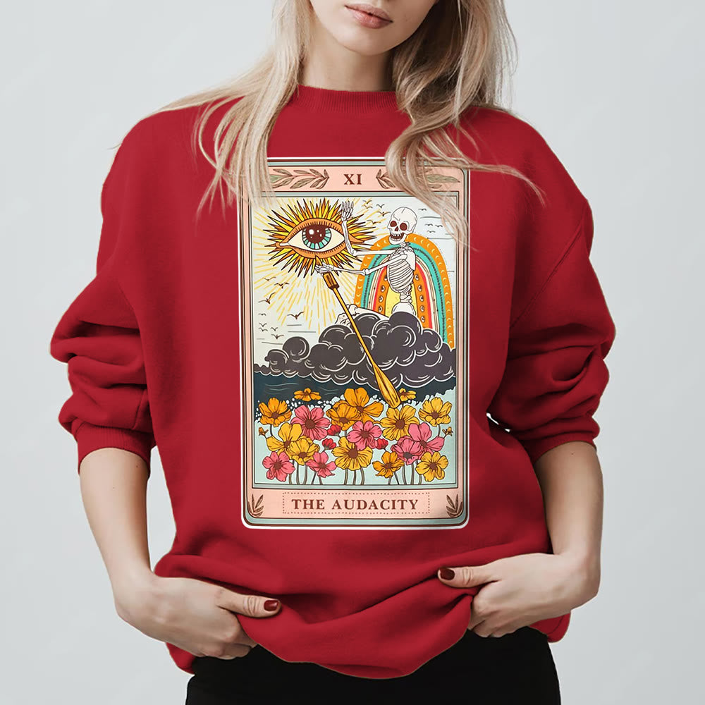Olivenorma THE AUDACITY Skull Tarot Card Unisex Crewneck Pullover Sweatshirt - Red - 2XL - image 11