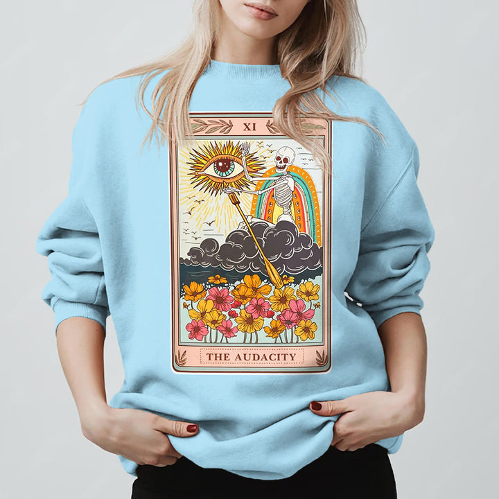 Olivenorma THE AUDACITY Skull Tarot Card Unisex Crewneck Pullover Sweatshirt - Blue - 2XL - image 15