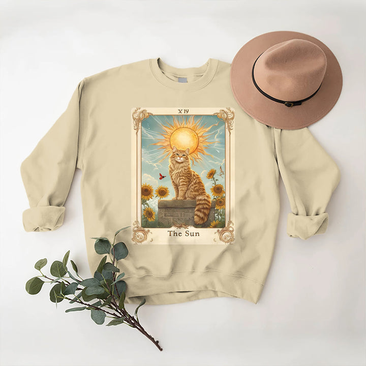 Olivenorma THE SUN Tarot Card Cat King Sunflowers Fleece Pullover Sweatshirt - image 10