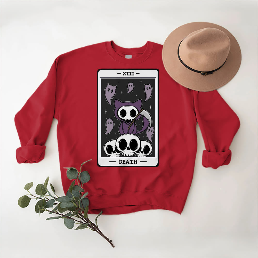 Olivenorma DEATH Skeleton Ghosts Tarot Card Long Sleeve Tee Fleece Sweatshirt - image 12