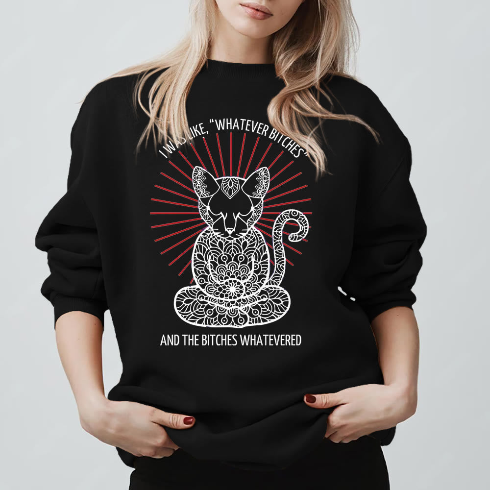 Olivenorma WHATEVER BIT*HES Meditation Inspiritual Long Sleeve Crewneck Sweatshirt - Black - 2XL - image 5