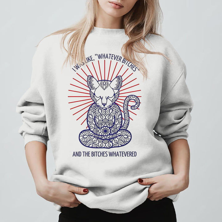 Olivenorma WHATEVER BIT*HES Meditation Inspiritual Long Sleeve Crewneck Sweatshirt - White - 2XL - image 3
