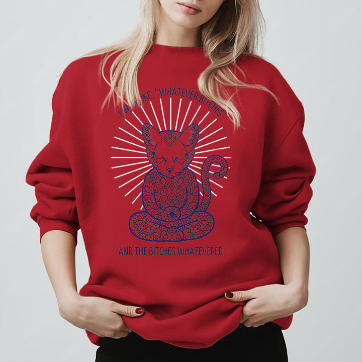 Olivenorma WHATEVER BIT*HES Meditation Inspiritual Long Sleeve Crewneck Sweatshirt - Red - 2XL - image 11